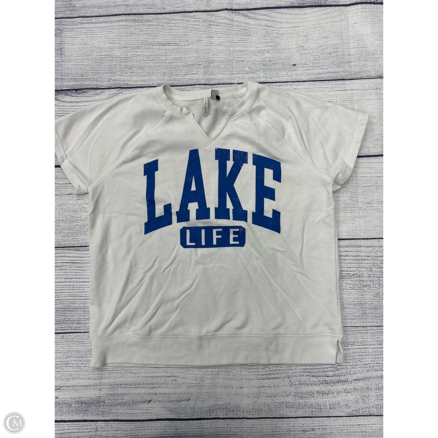 Top Short Sleeve By Cato In White, Size: L