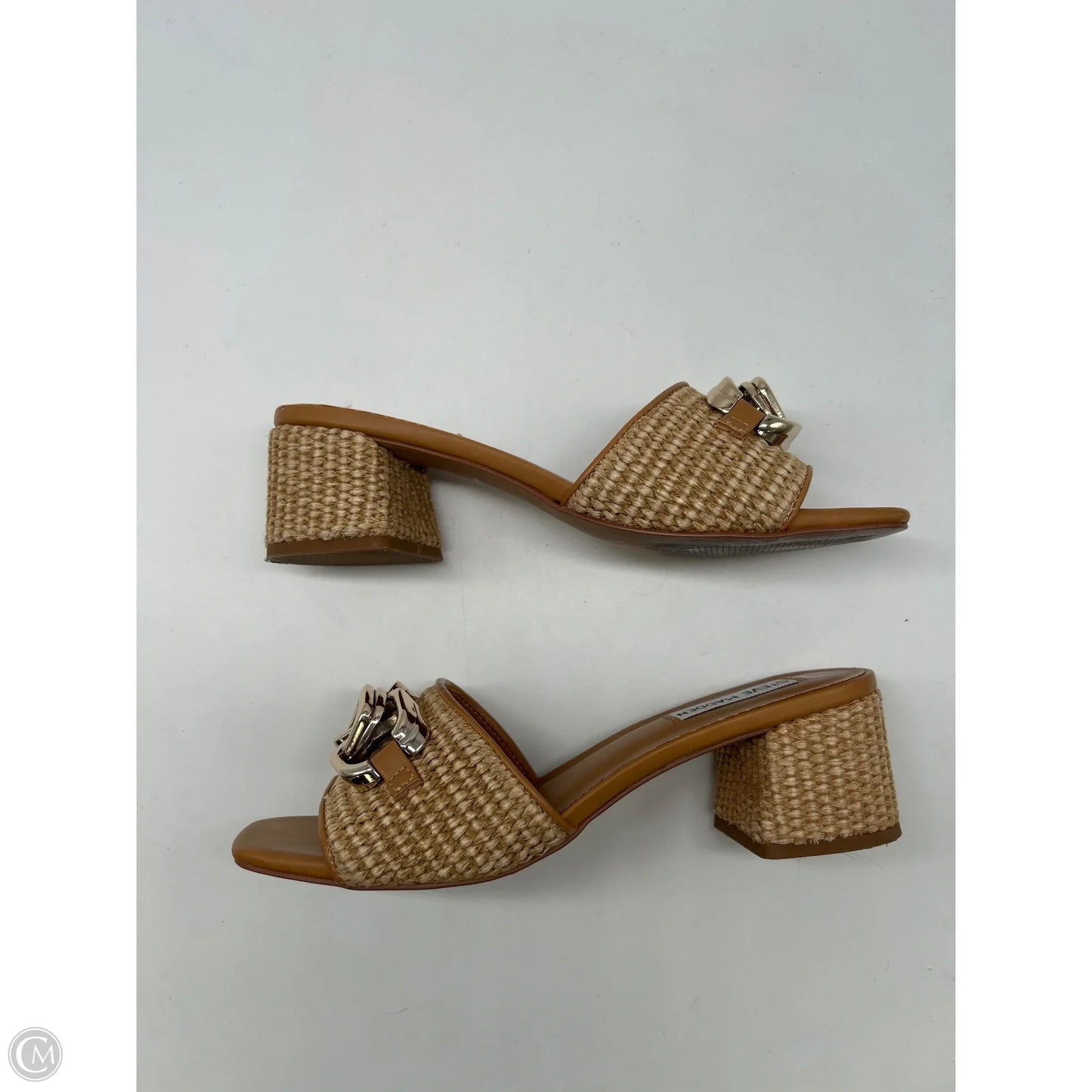 Sandals Heels Block By Steve Madden In Tan, Size: 7.5
