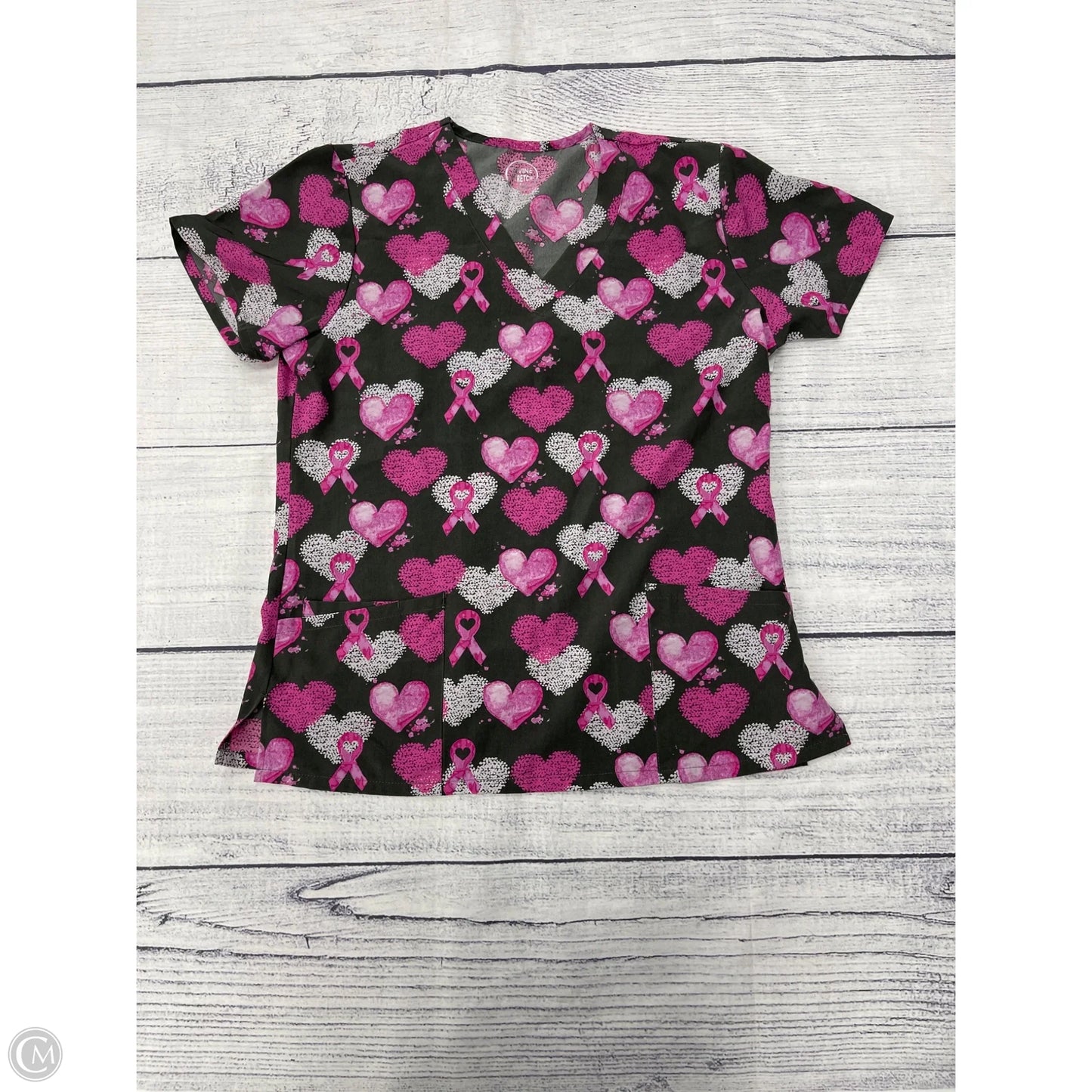 Top Short Sleeve By Clothes Mentor In Grey & Pink, Size: M