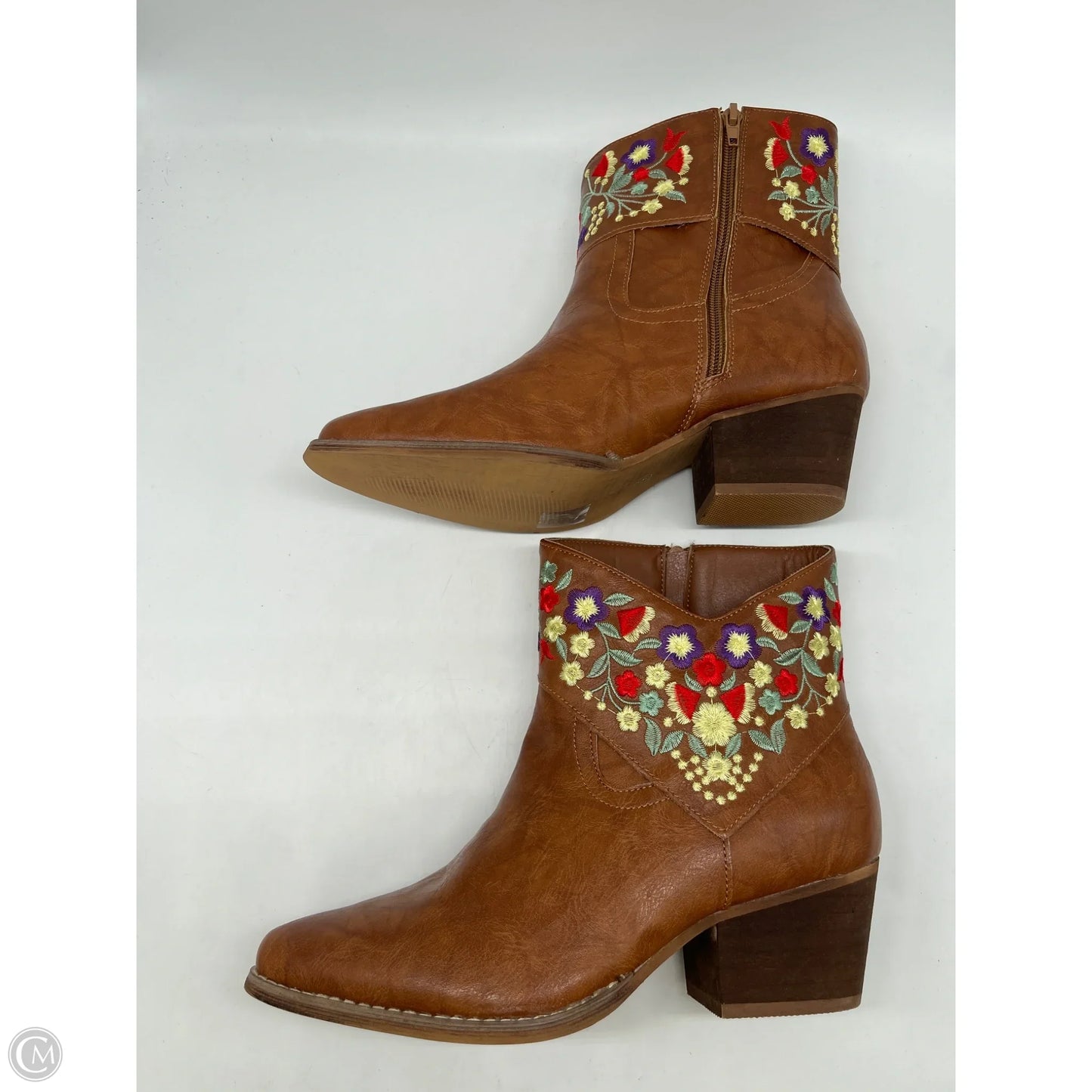 Boots Ankle Heels By Clothes Mentor In Brown, Size: 9