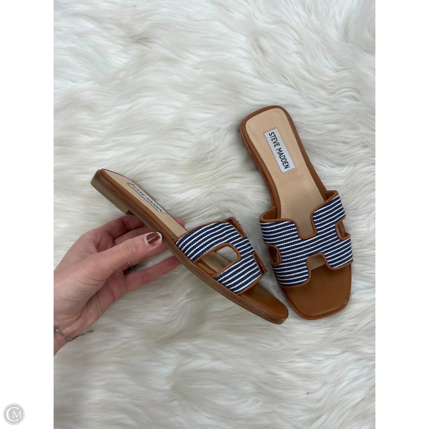 Sandals Flats By Steve Madden In Blue & Brown, Size: 6