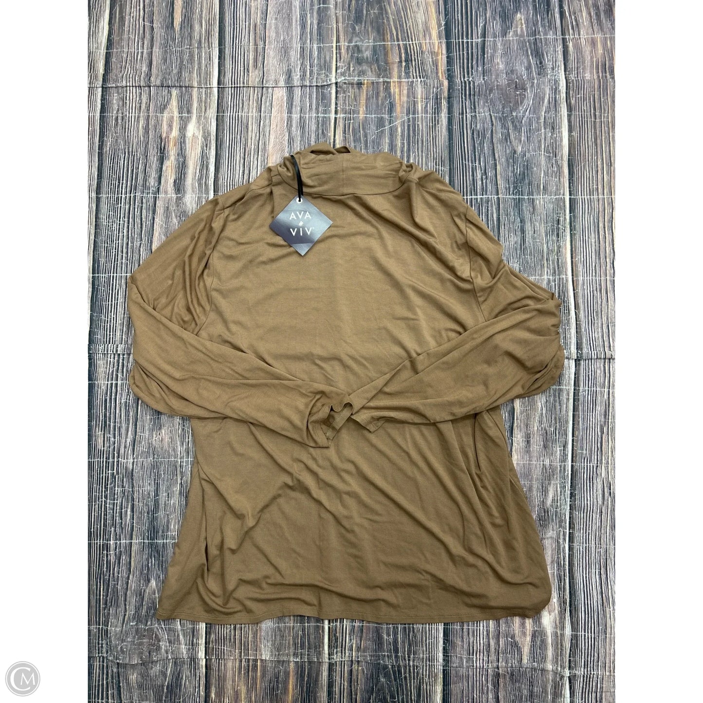 Top Long Sleeve By Ava & Viv In Brown, Size: 3x