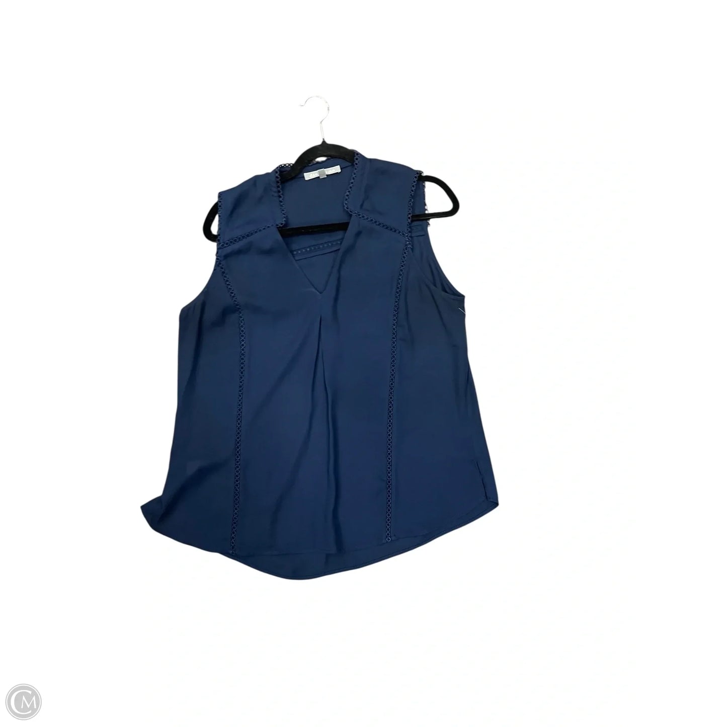 Blouse Sleeveless By Daniel Rainn In Navy, Size: L
