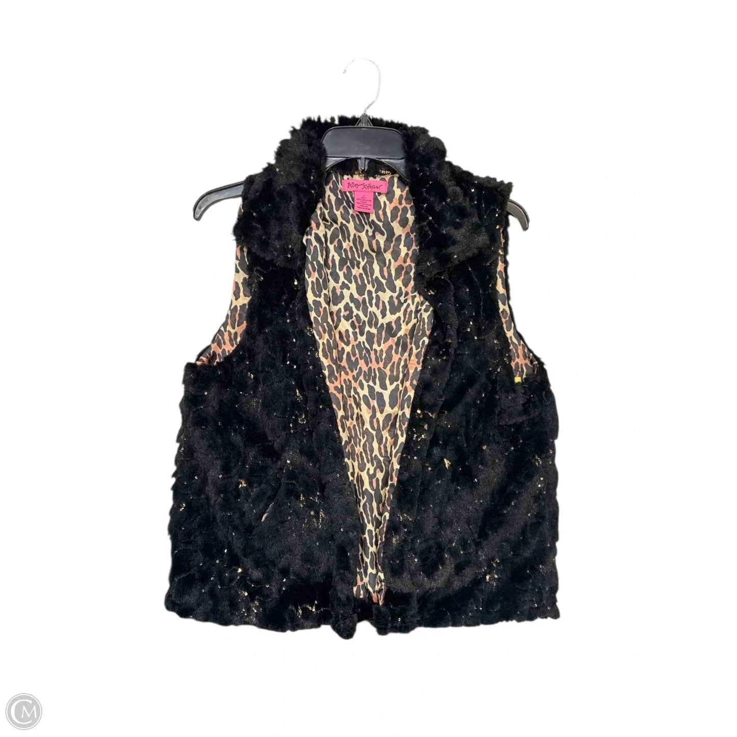 Vest Faux Fur & Sherpa By Betsey Johnson In Black, Size: M