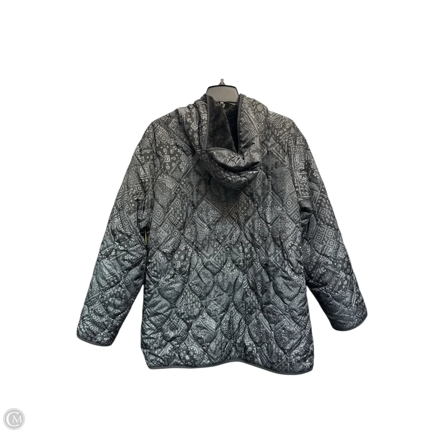 Jacket Puffer & Quilted By Susan Graver In Black & Grey, Size: L