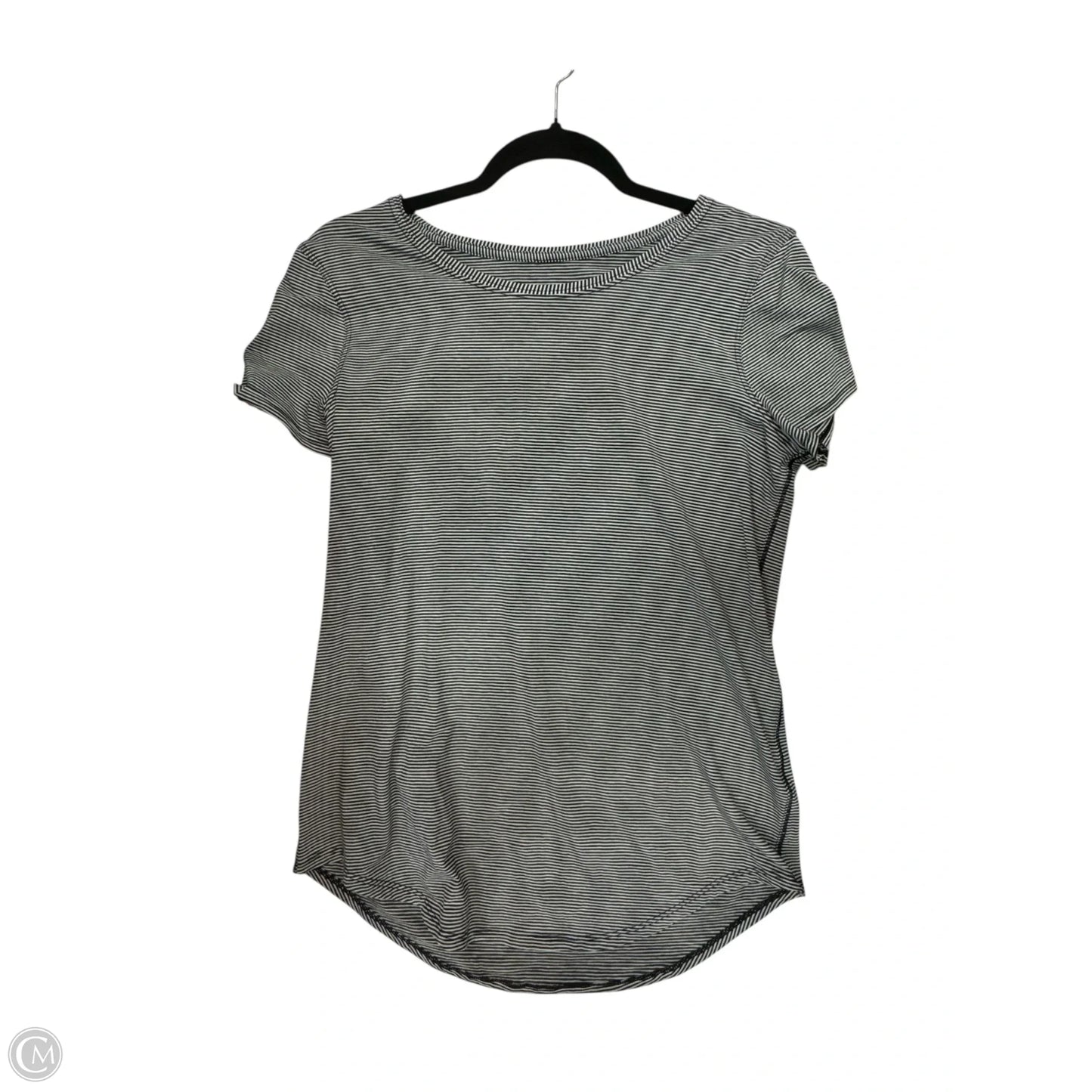 Athletic Top Short Sleeve By Lululemon In Black & White, Size: 6