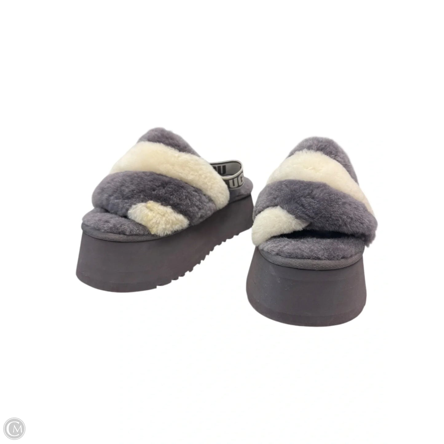Slippers Designer By Ugg In Grey & White, Size: 7