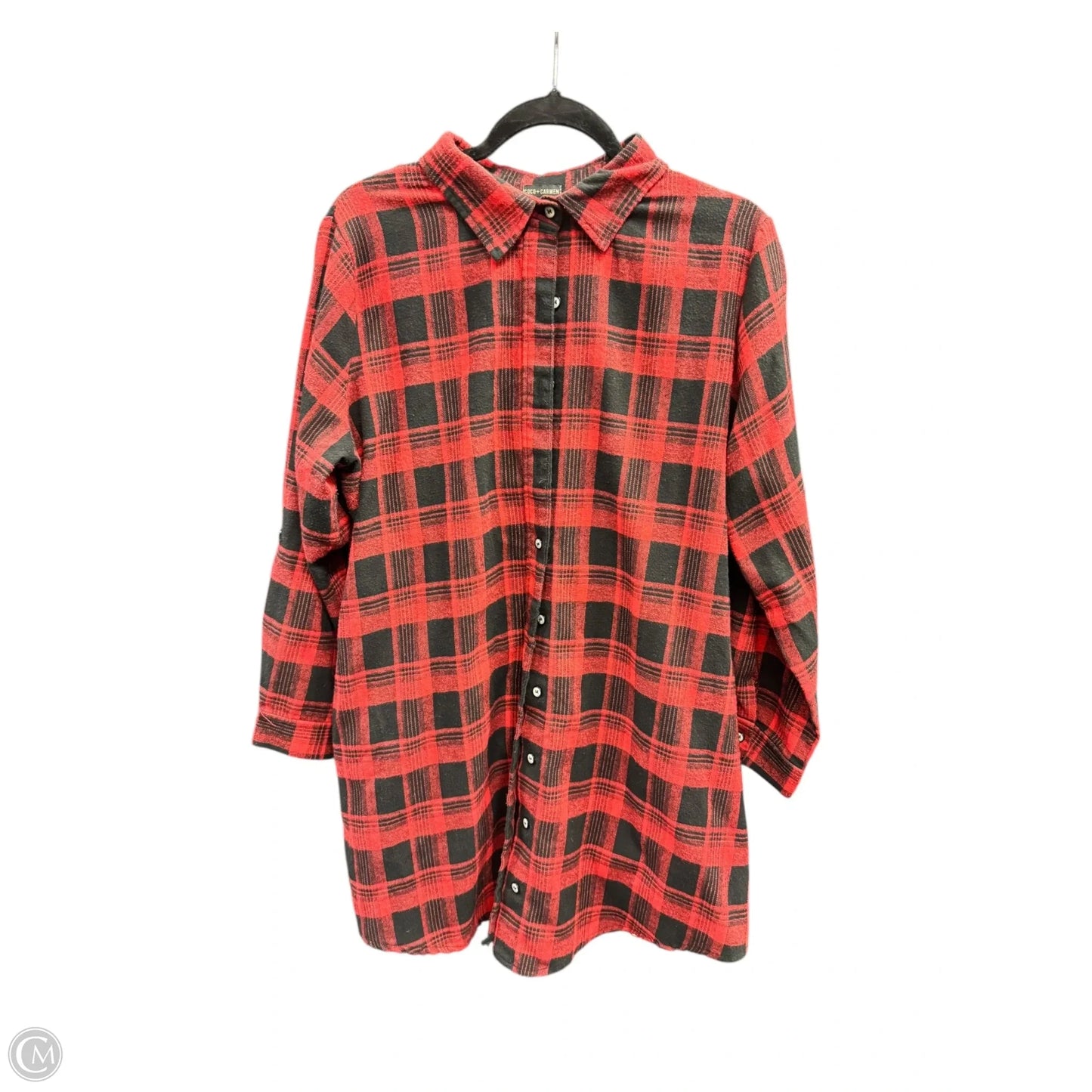 Blouse Long Sleeve By Coco And Carmen In Plaid Pattern, Size: L