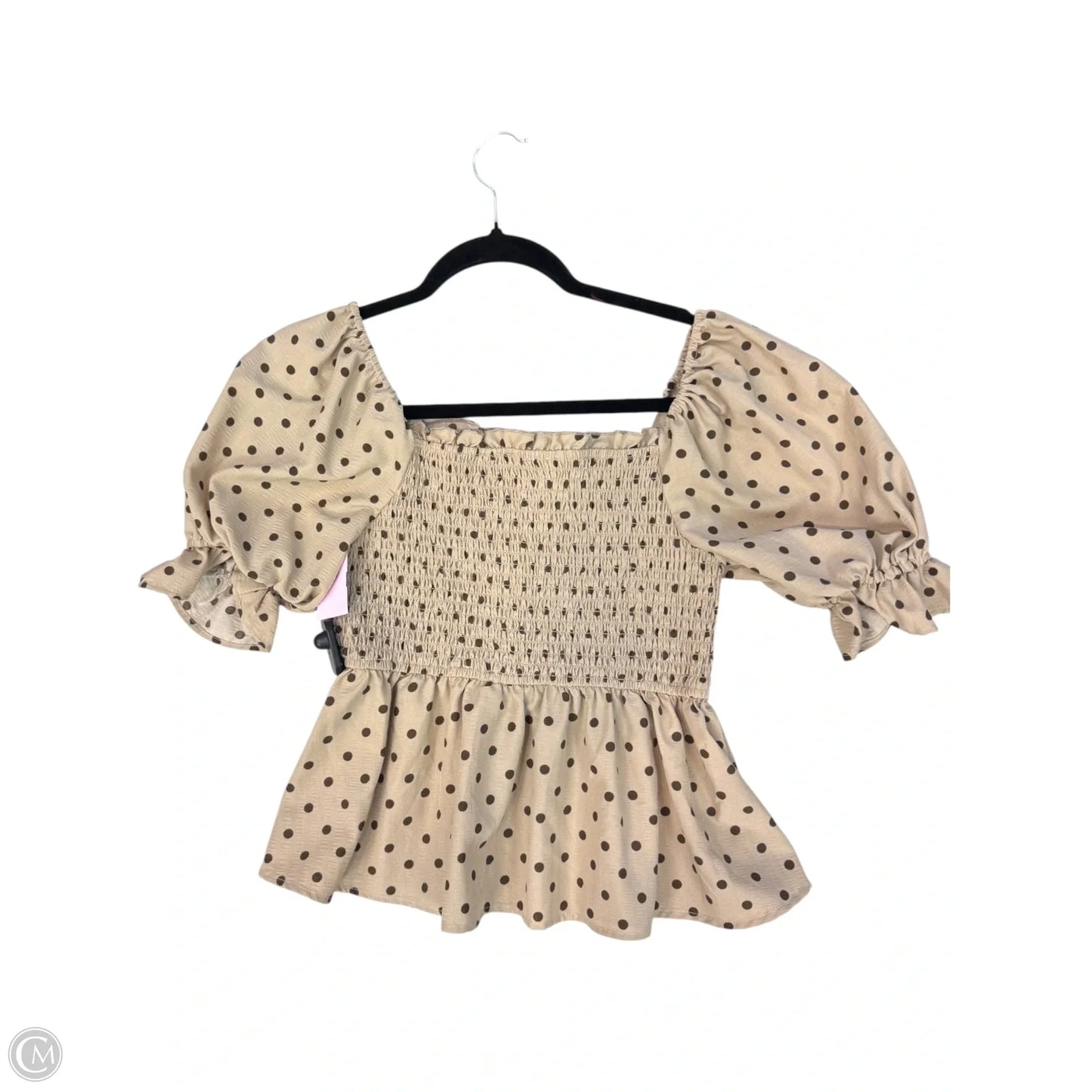 Top Short Sleeve By White Birch In Polkadot Pattern, Size: M