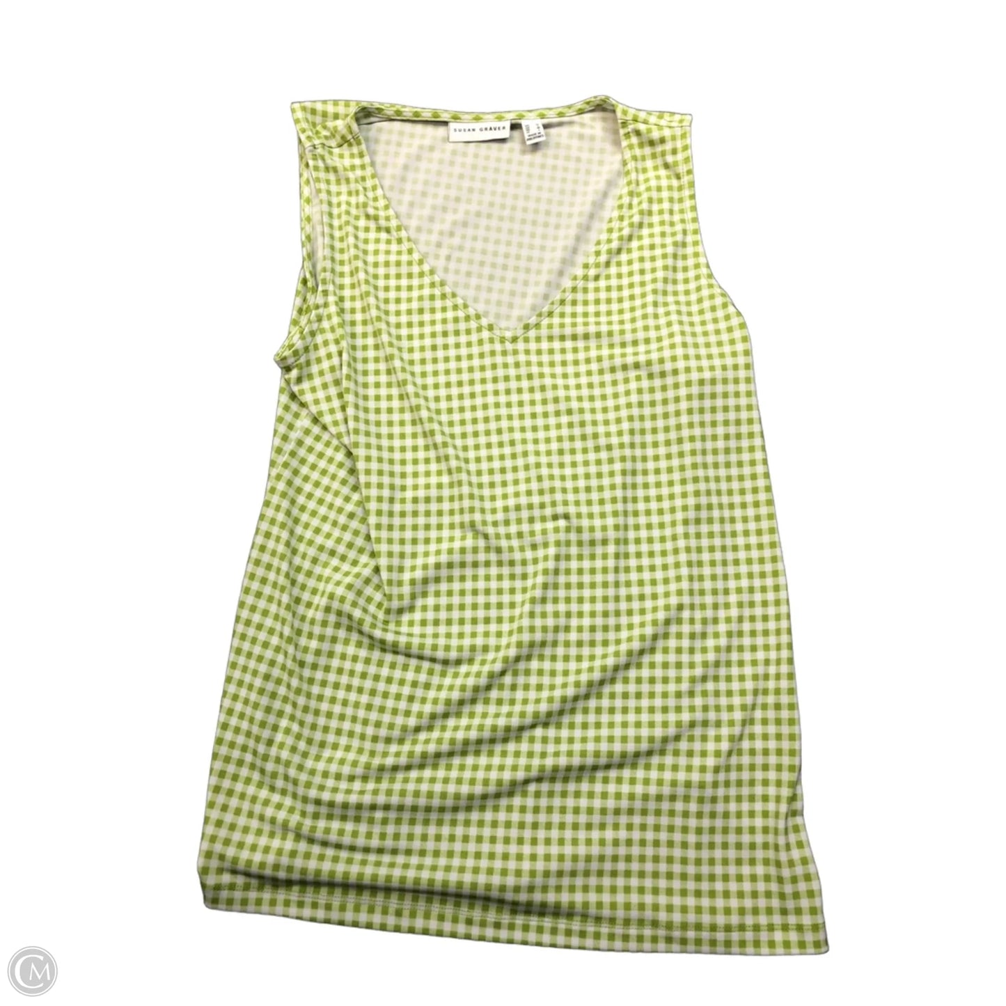 Tank Top By Susan Graver In Green & White, Size: M