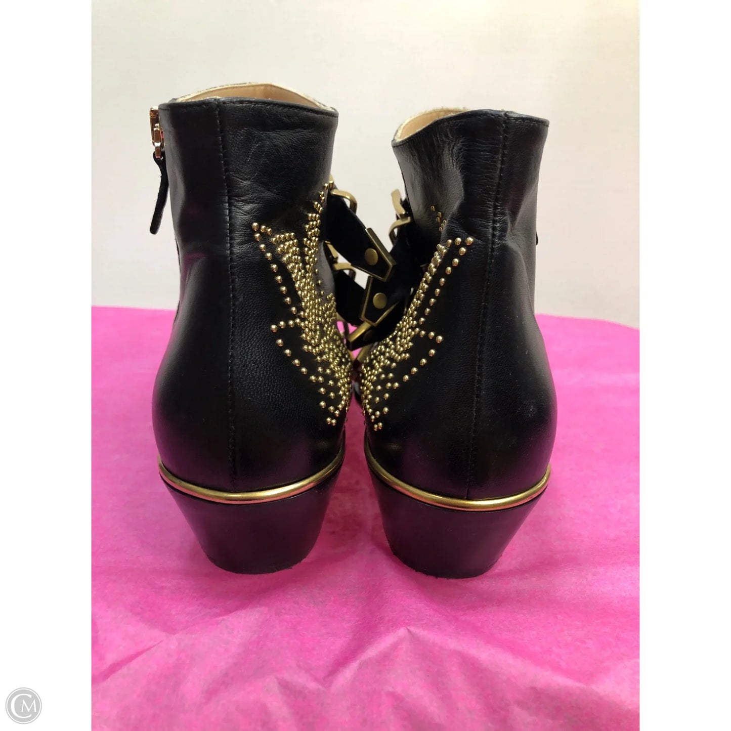 Boots Luxury Designer By Chloe In Black, Size: 9.5