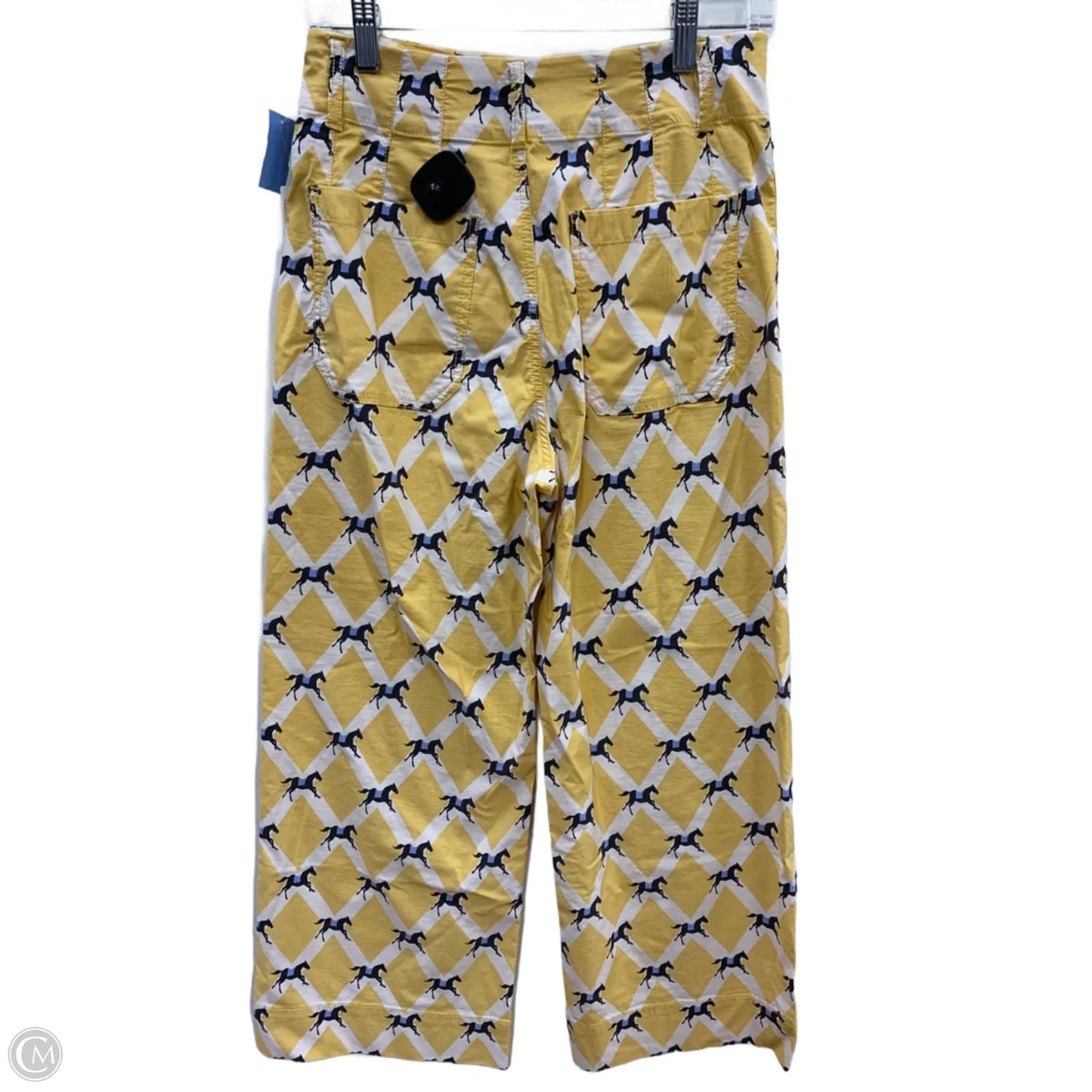 Pants Cropped By Anthropologie In White & Yellow, Size: 4