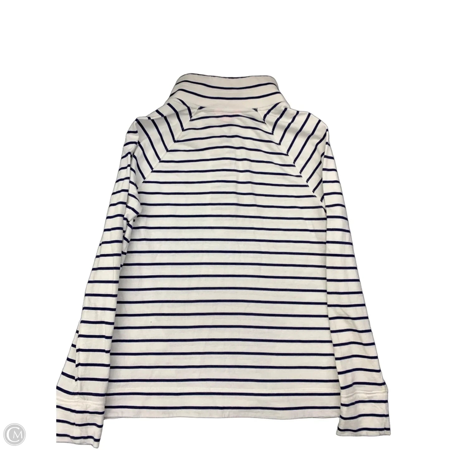 Top Long Sleeve Designer By Lilly Pulitzer In Blue & White, Size: M