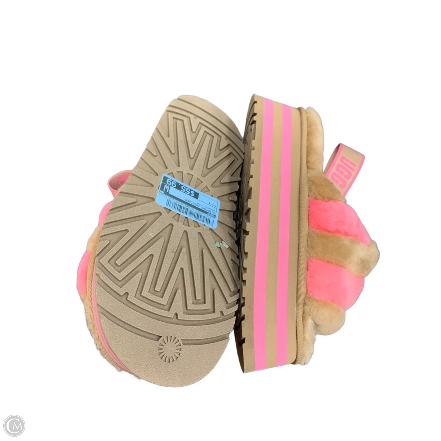 Slippers Designer By Ugg In Brown & Pink, Size: 7