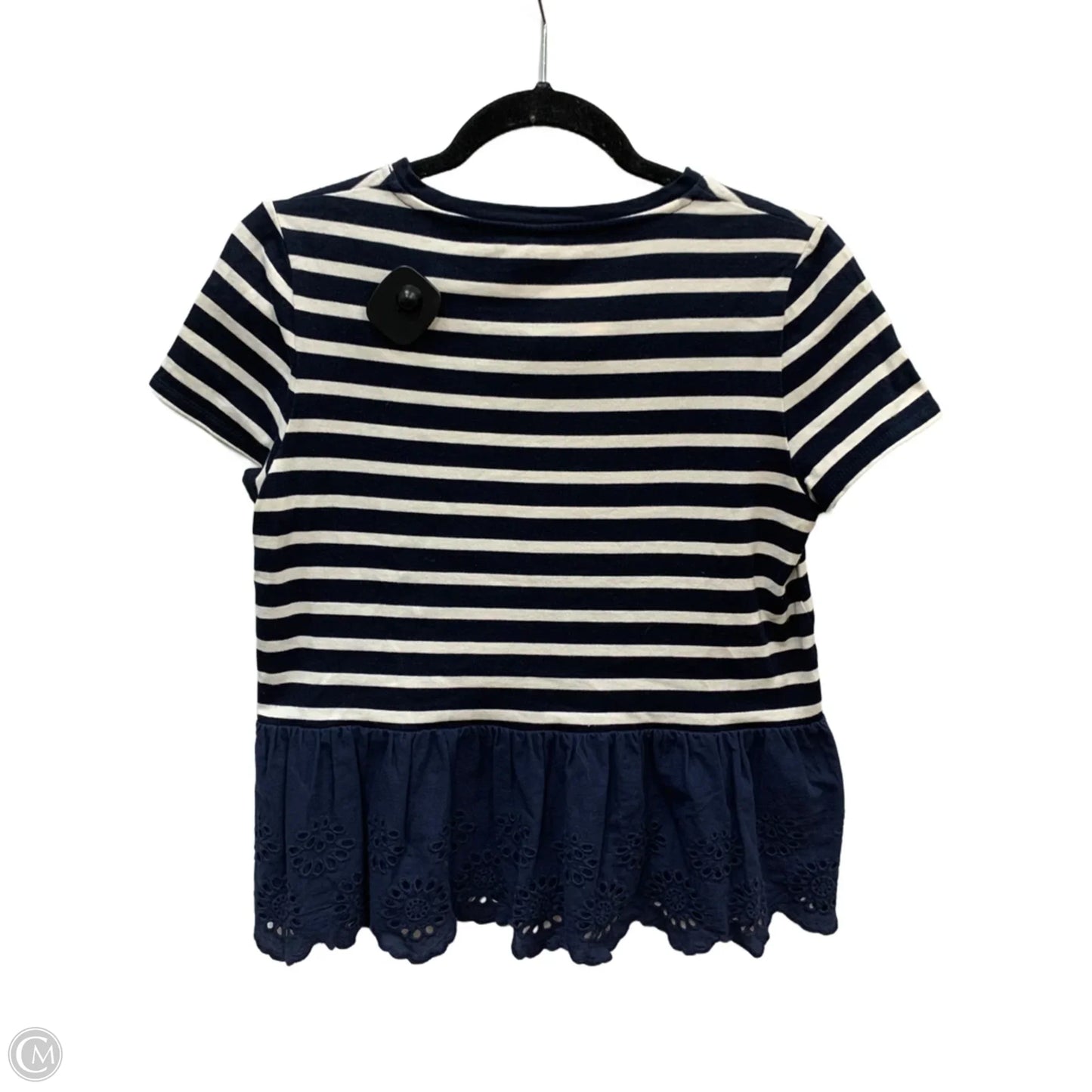 Top Short Sleeve Designer By Kate Spade In Blue & Cream, Size: S