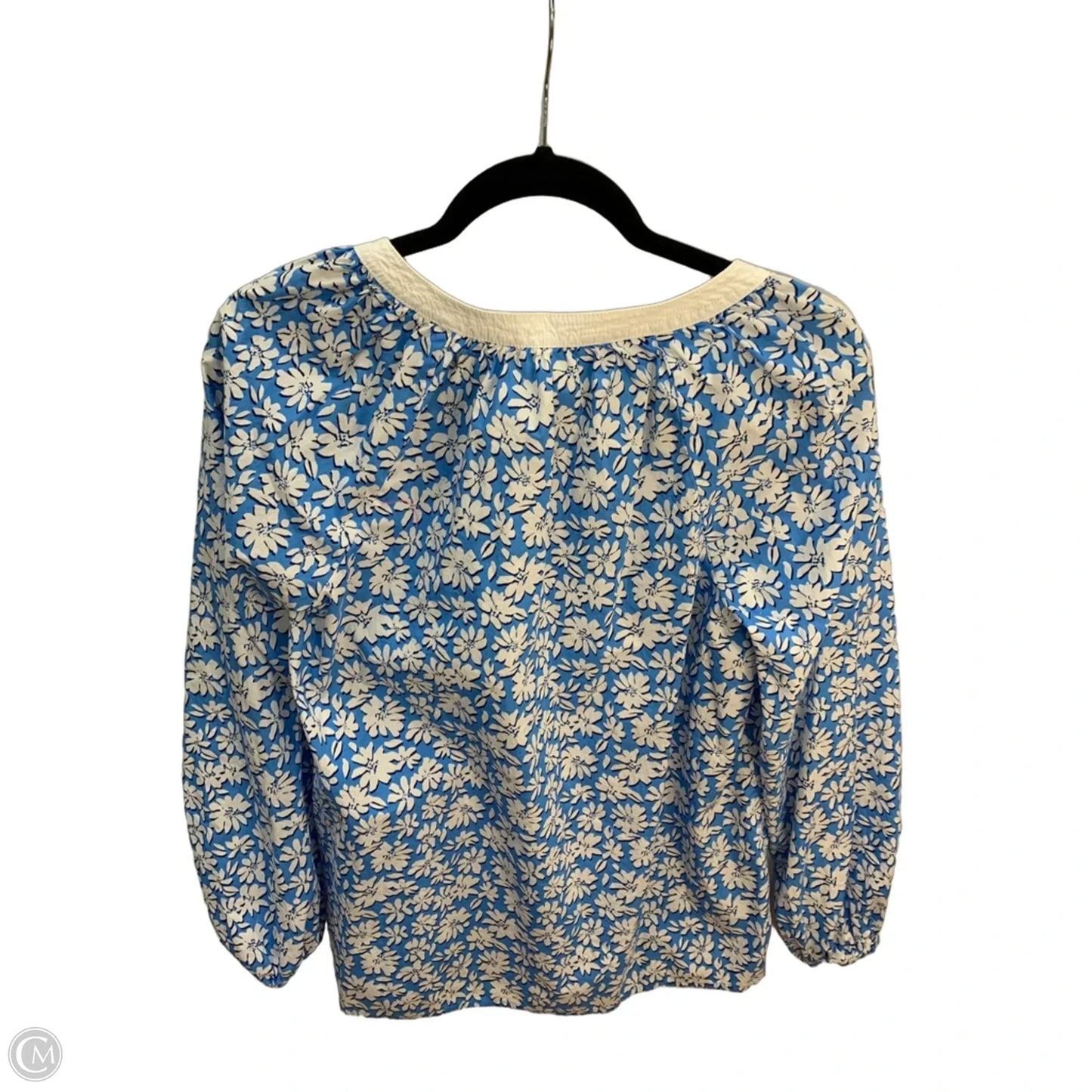 Top Long Sleeve Designer By Lilly Pulitzer In Blue & White, Size: M