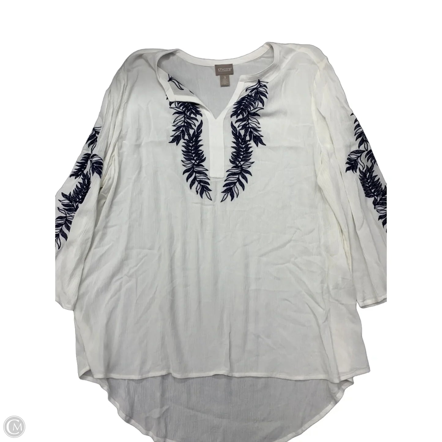 Blouse Long Sleeve By Chicos In White, Size: 3x
