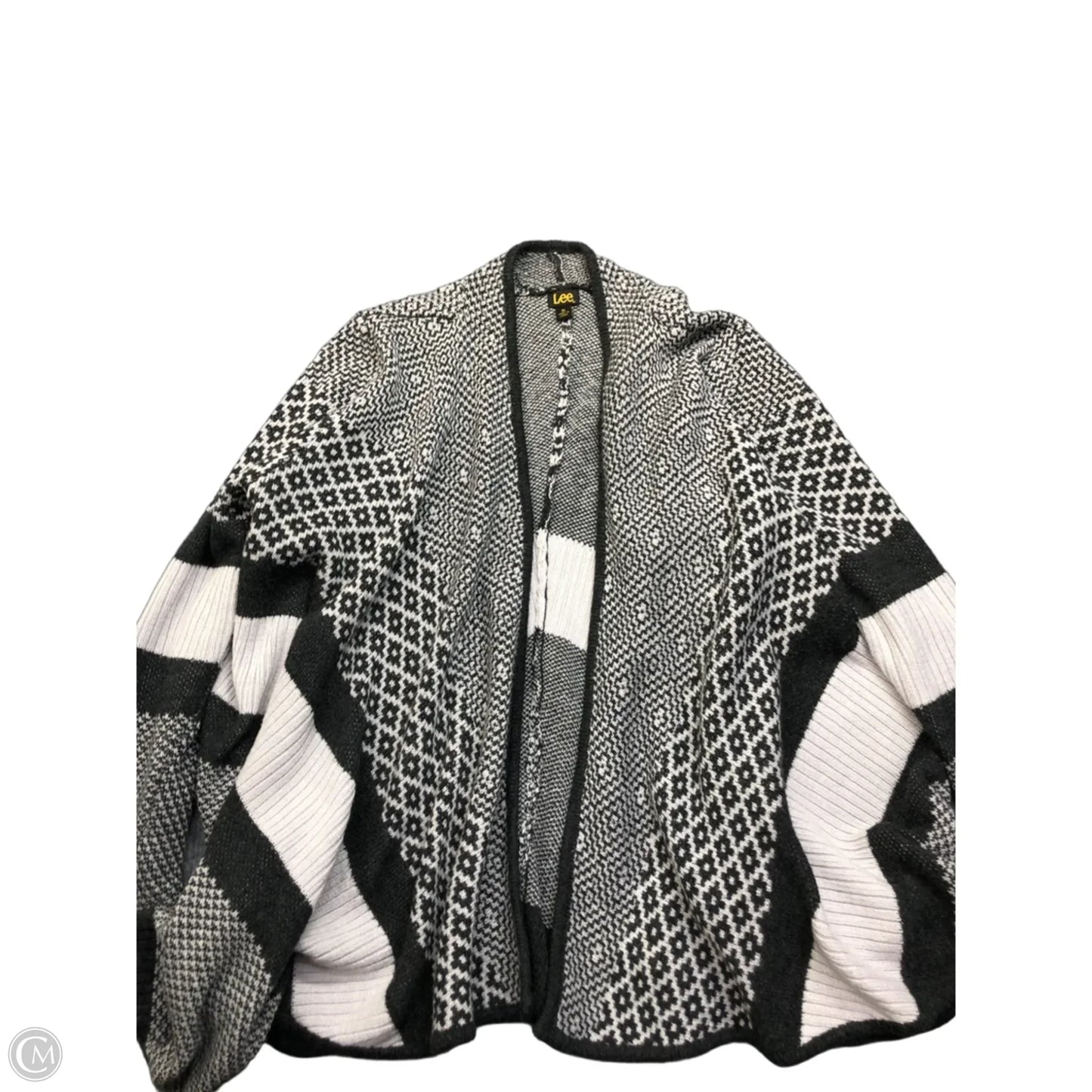 Sweater Cardigan By Lee In Grey & White, Size: Xl