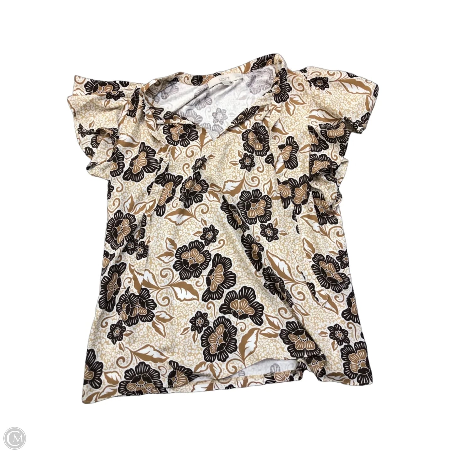 Top Short Sleeve By Loft In Brown, Size: S