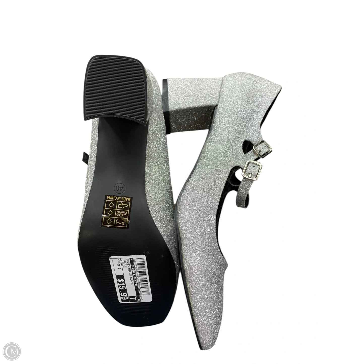 Shoes Heels Block By Clothes Mentor In Silver, Size: 9.5