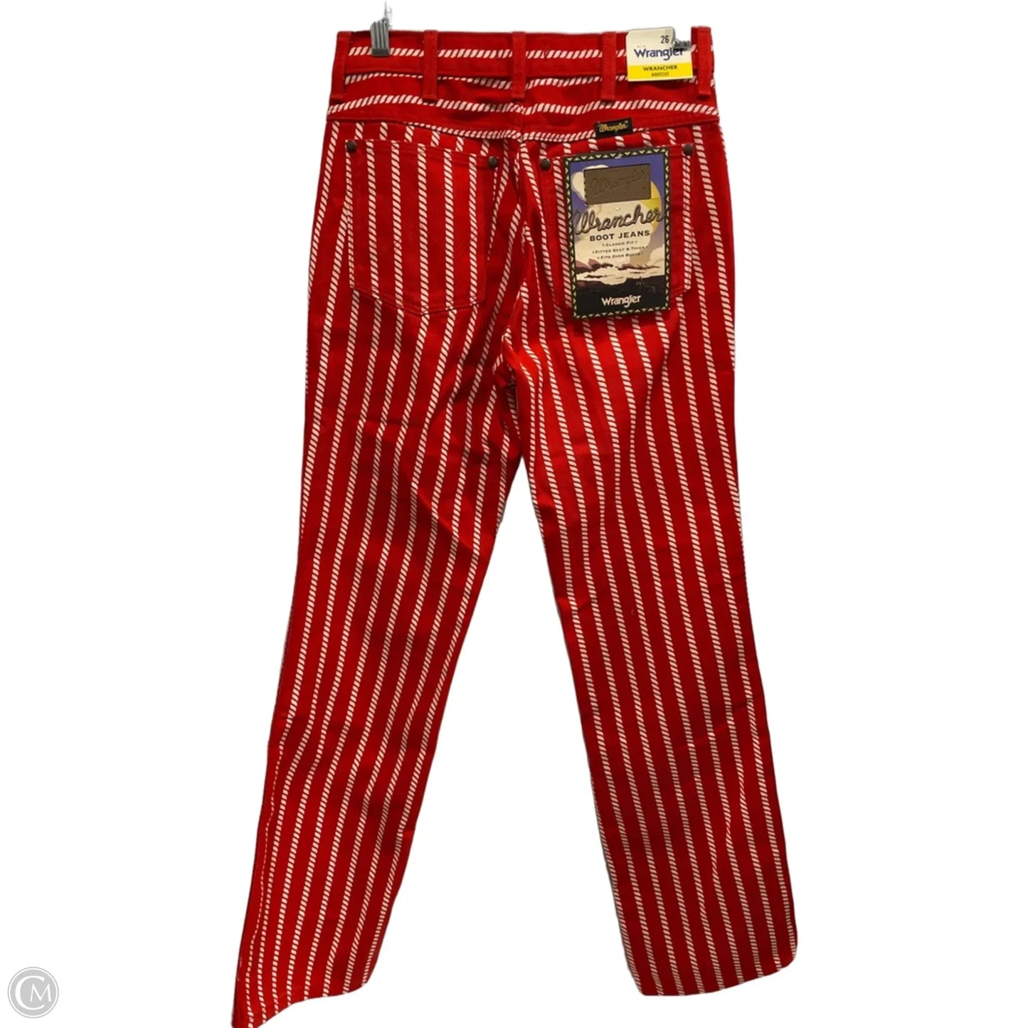 Jeans Flared By Wrangler In Red & White, Size: 26