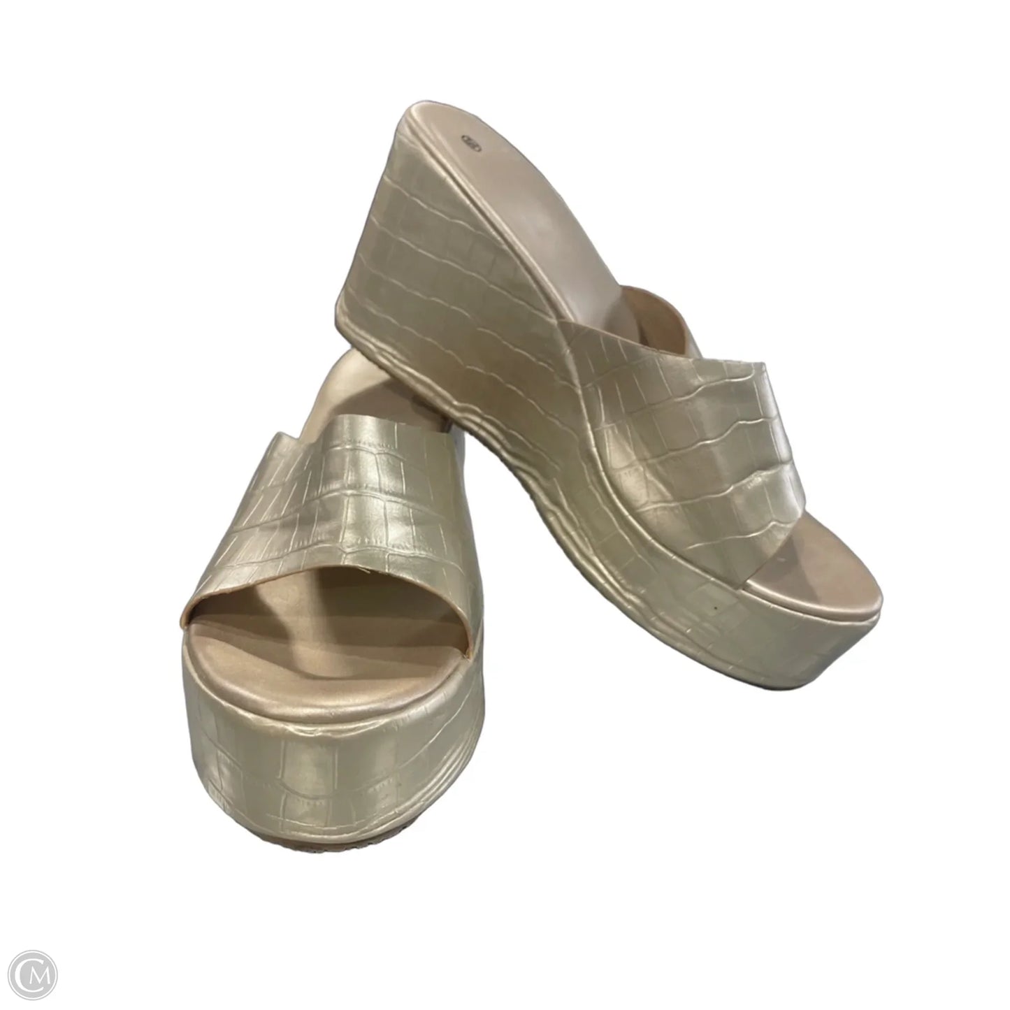 Sandals Heels Platform By Clothes Mentor In Gold, Size: 7.5
