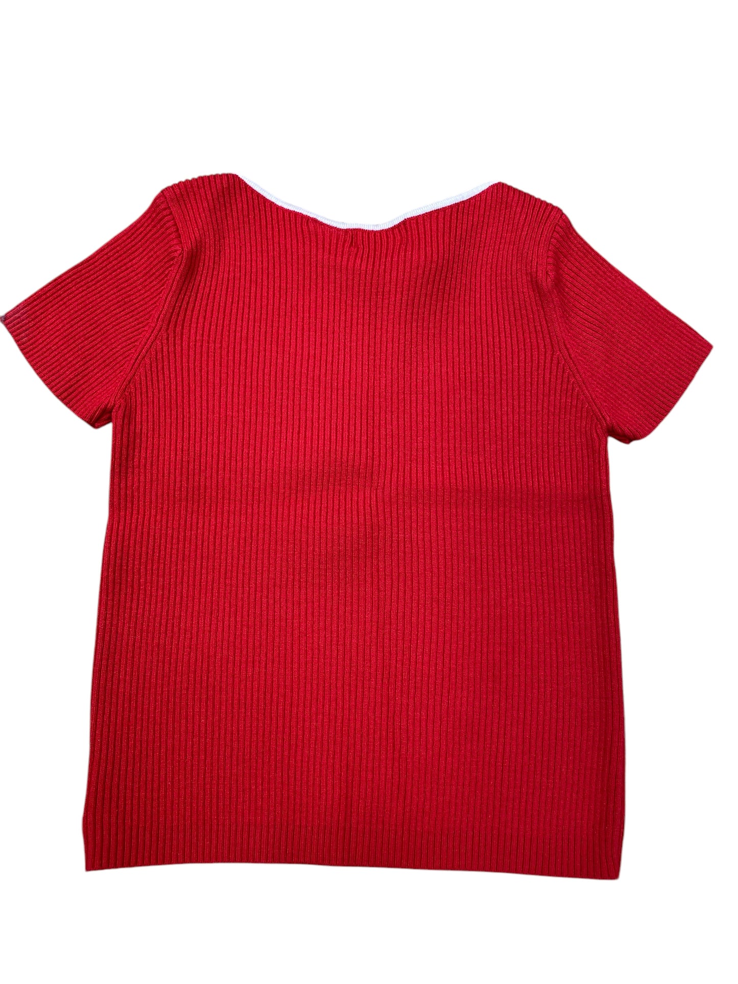 Top Short Sleeve By Kathy Ireland In Red & White, Size: L