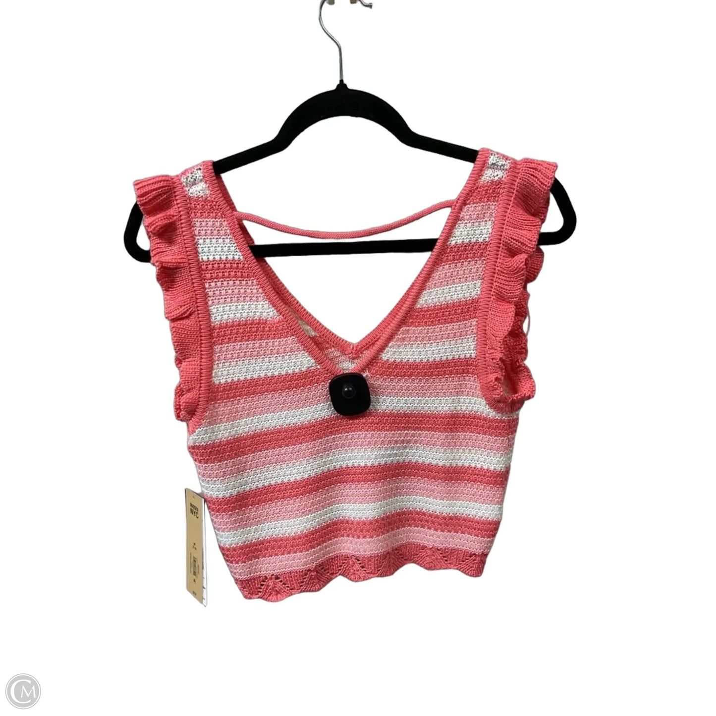 Top Sleeveless Basic By Madden Nyc In Pink & White, Size: M