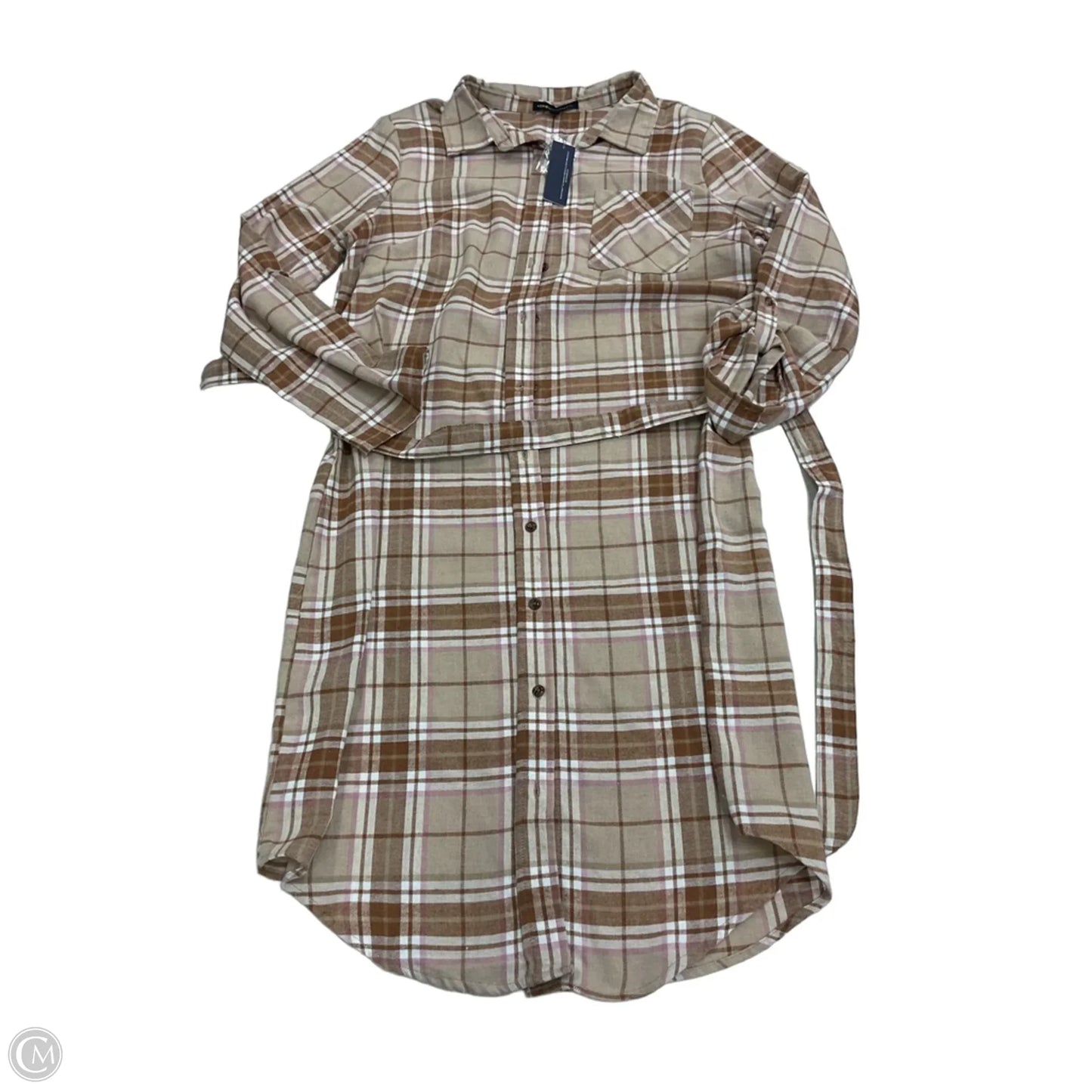 Dress Casual Midi By Adrienne Vittadini In Plaid Pattern, Size: L