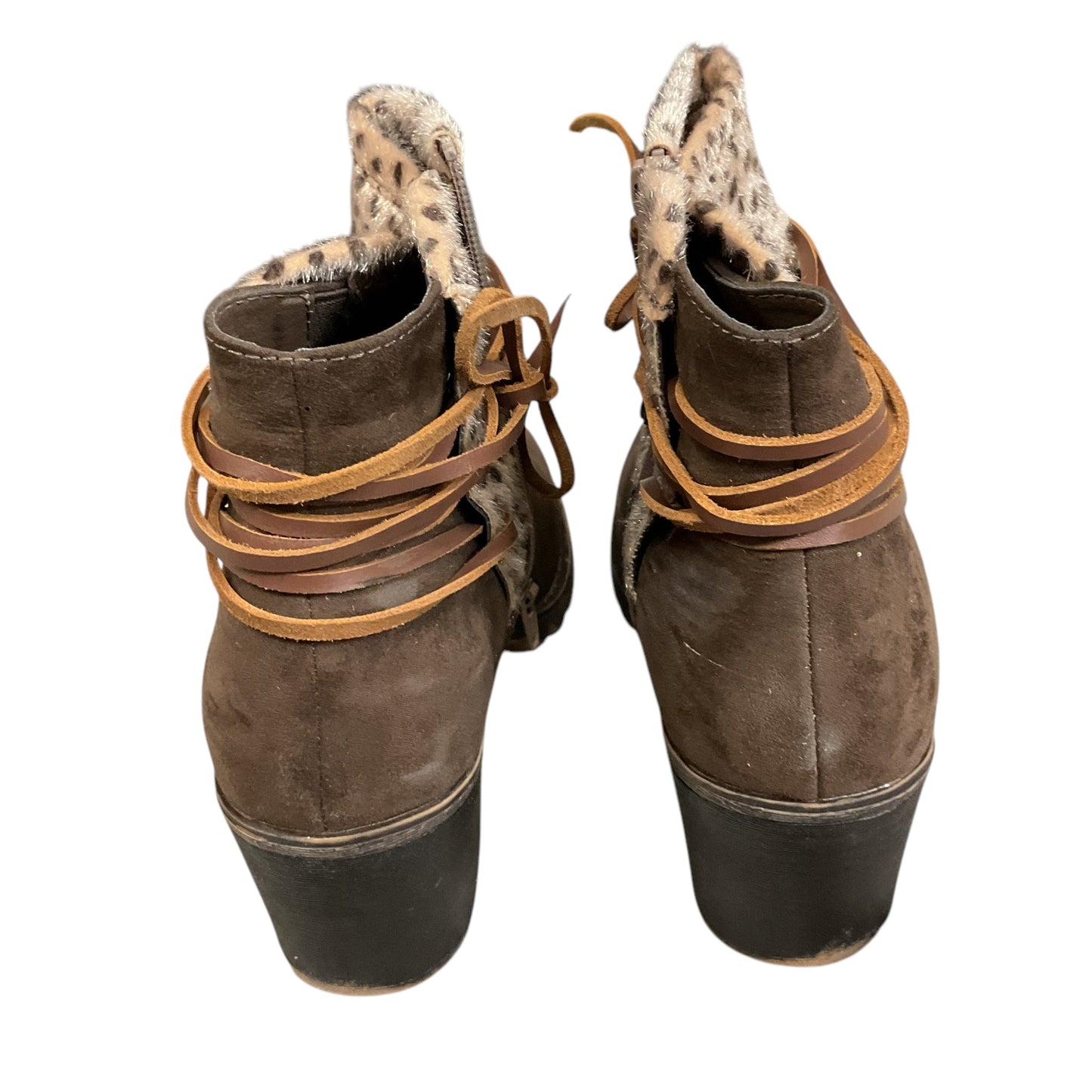 Boots Ankle Heels By Cato In Animal Print, Size: 11