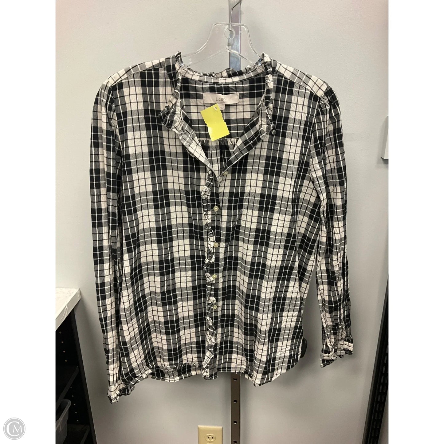 Top Long Sleeve Basic By Loft In Black & Cream, Size: M