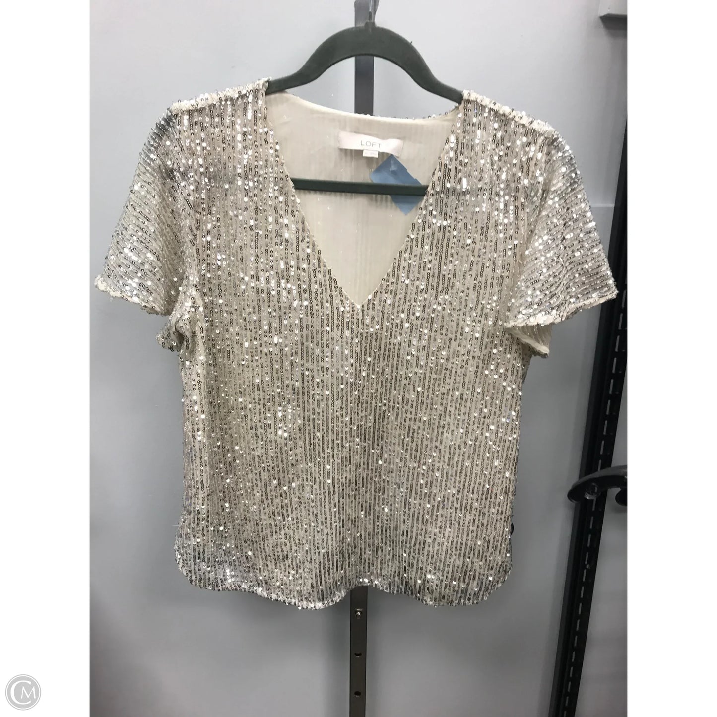 Top Short Sleeve By Loft In Silver, Size: Xs