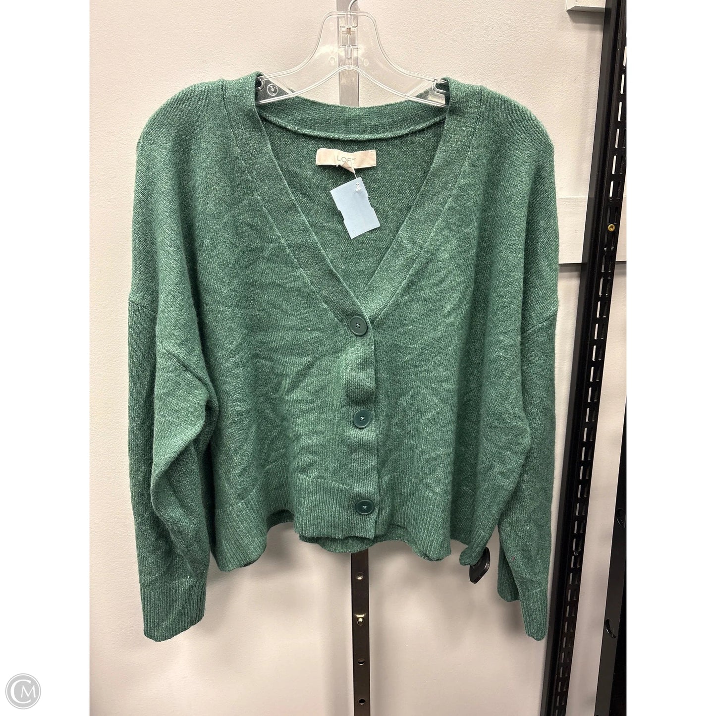 Sweater Cardigan By Loft In Green, Size: Xl
