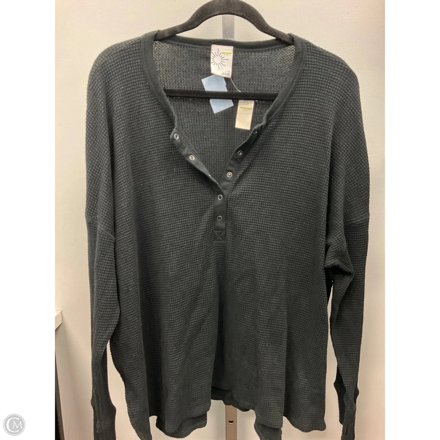 Top Long Sleeve By Aerie In Black, Size: L