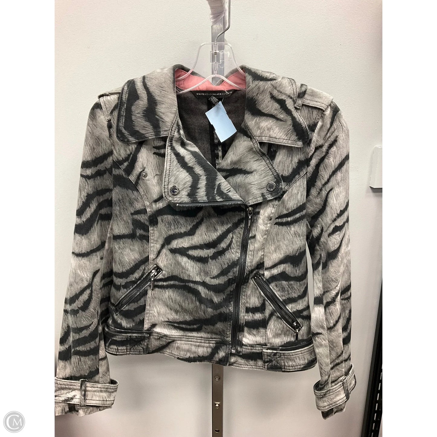 Jacket Moto By White House Black Market In Animal Print, Size: 4