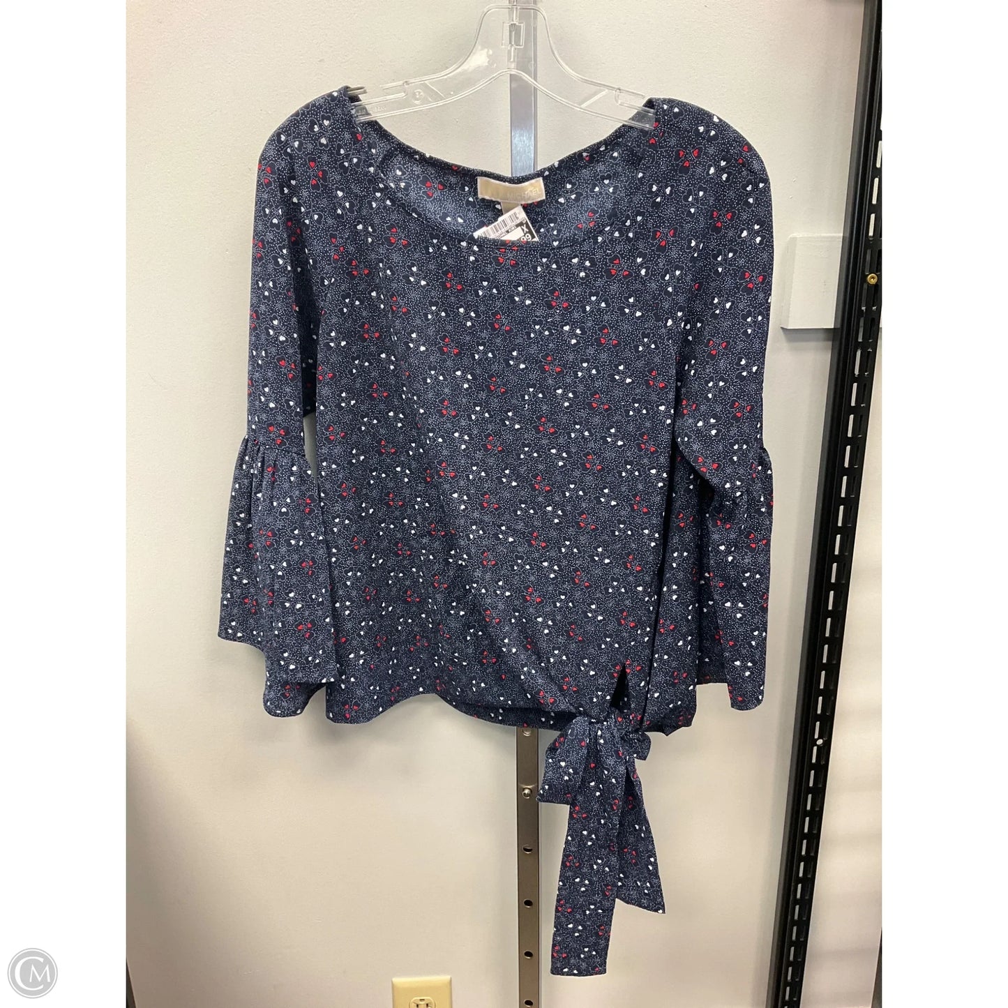 Top 3/4 Sleeve By Michael By Michael Kors In Blue & Red, Size: M