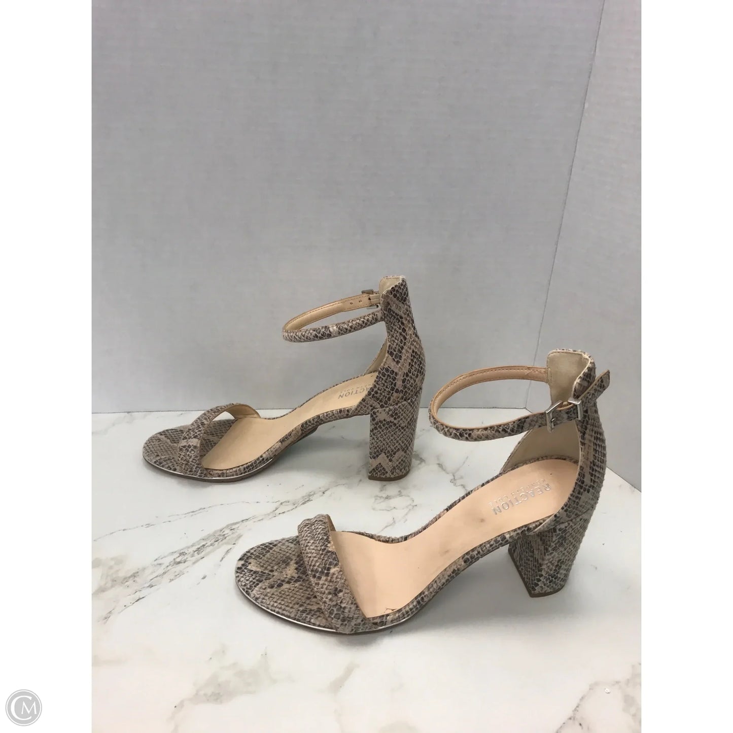 Sandals Heels Block By Kenneth Cole Reaction In Animal Print, Size: 10