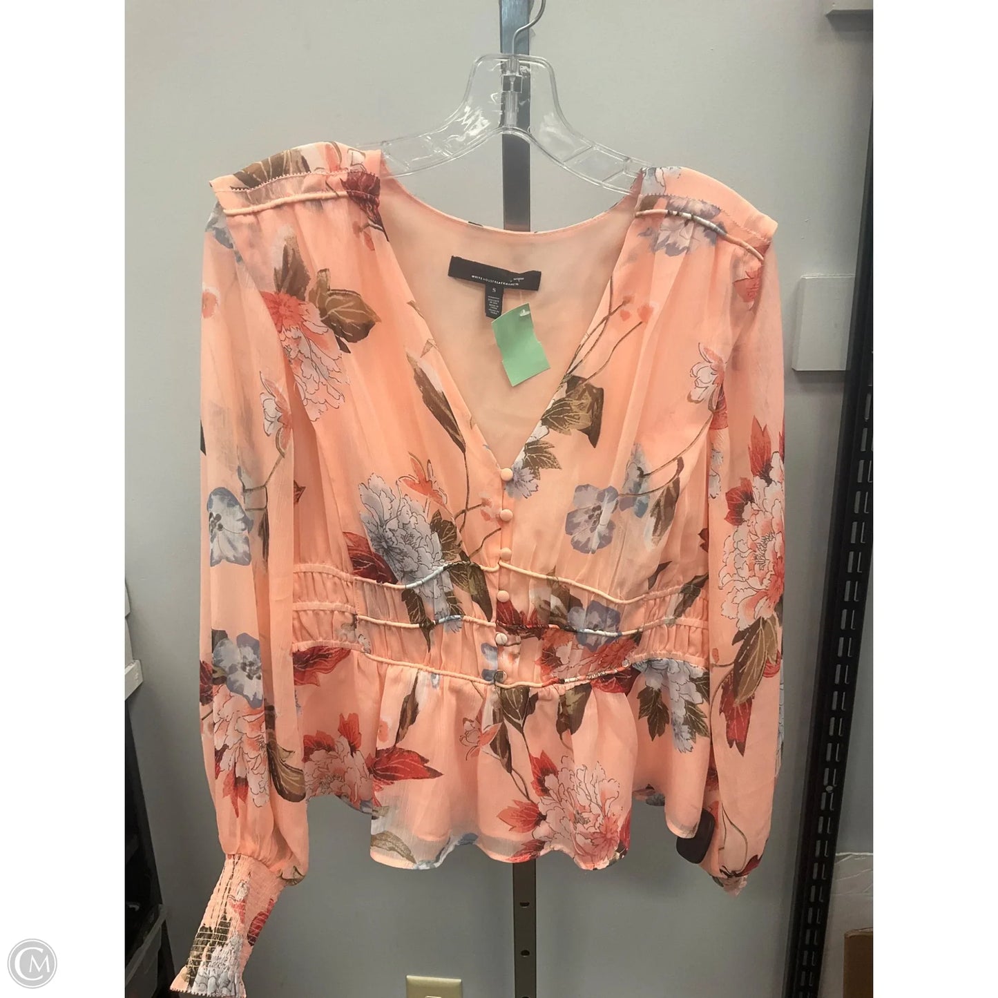 Top 3/4 Sleeve By White House Black Market In Floral Print, Size: S
