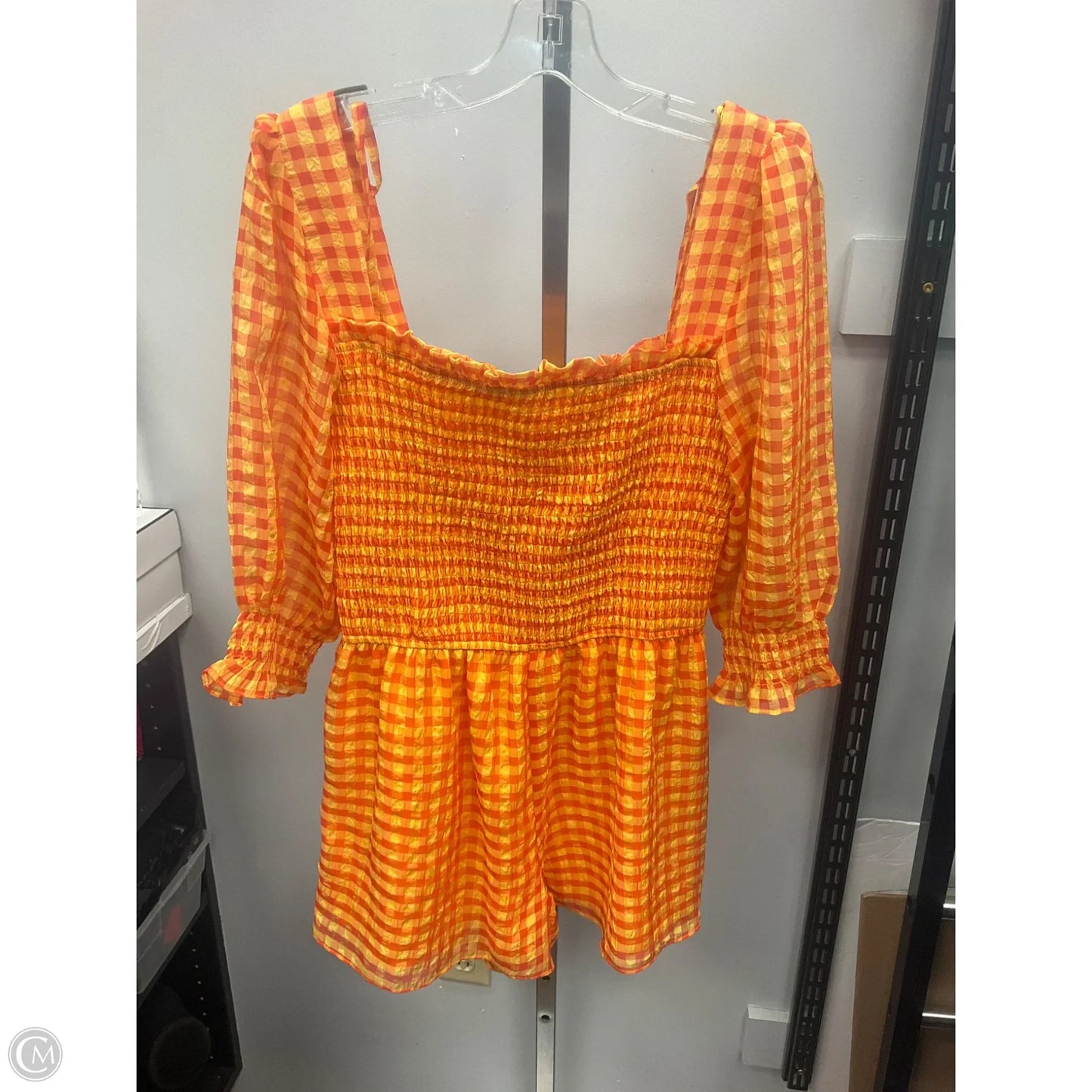 Top 3/4 Sleeve By Day + Moon In Orange & Red, Size: L