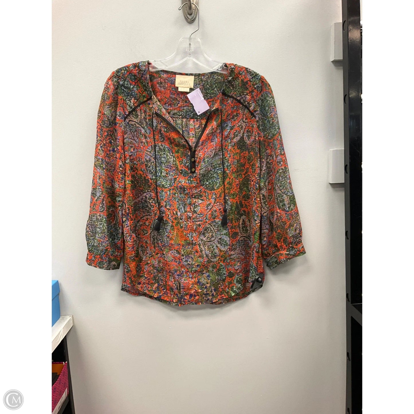 Top 3/4 Sleeve By Edme And Esyllte In Orange & Purple, Size: 2