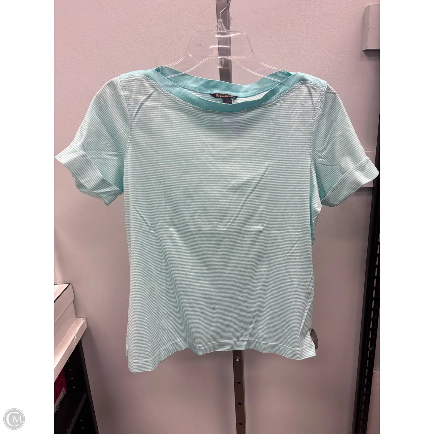 Top Short Sleeve By Brooks Brothers In Aqua, Size: L