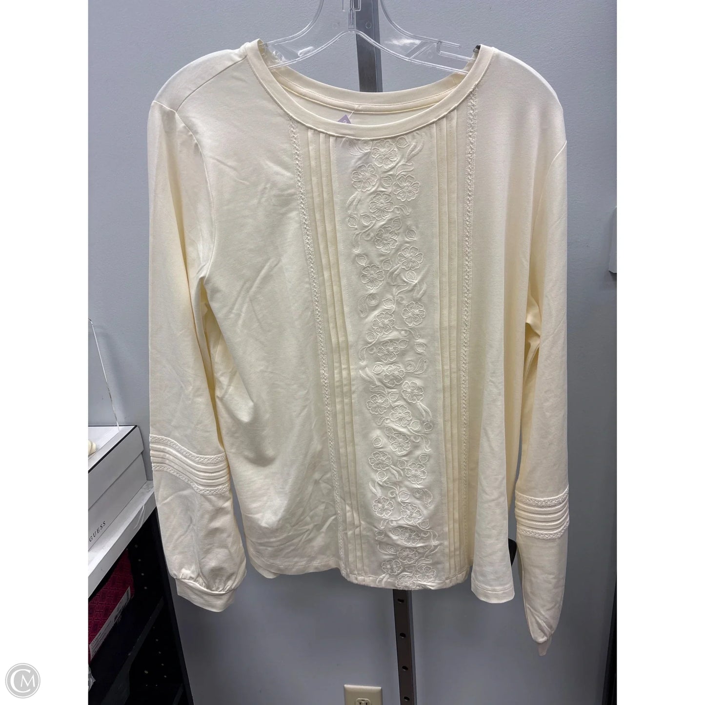 Top Long Sleeve By Lands End In Cream, Size: L