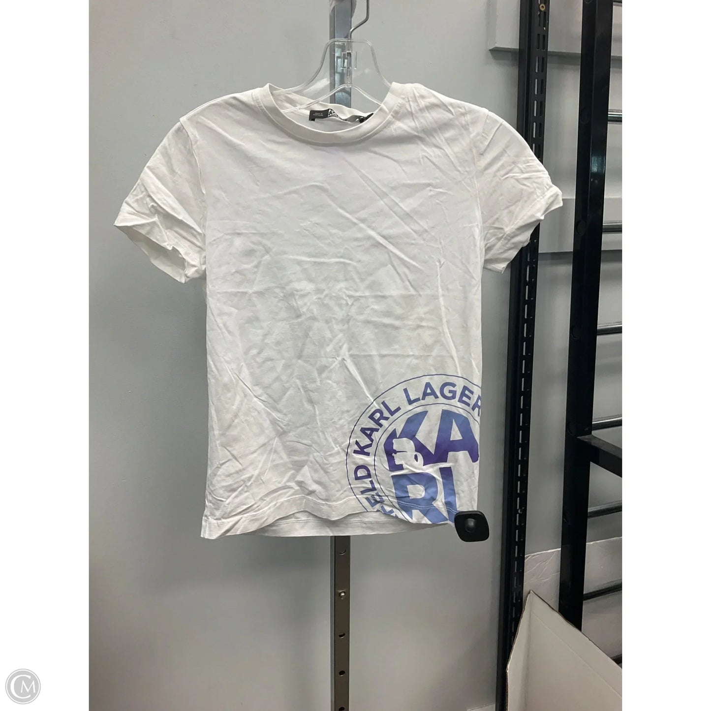 Top Short Sleeve Designer By Karl Lagerfeld In White, Size: Xs