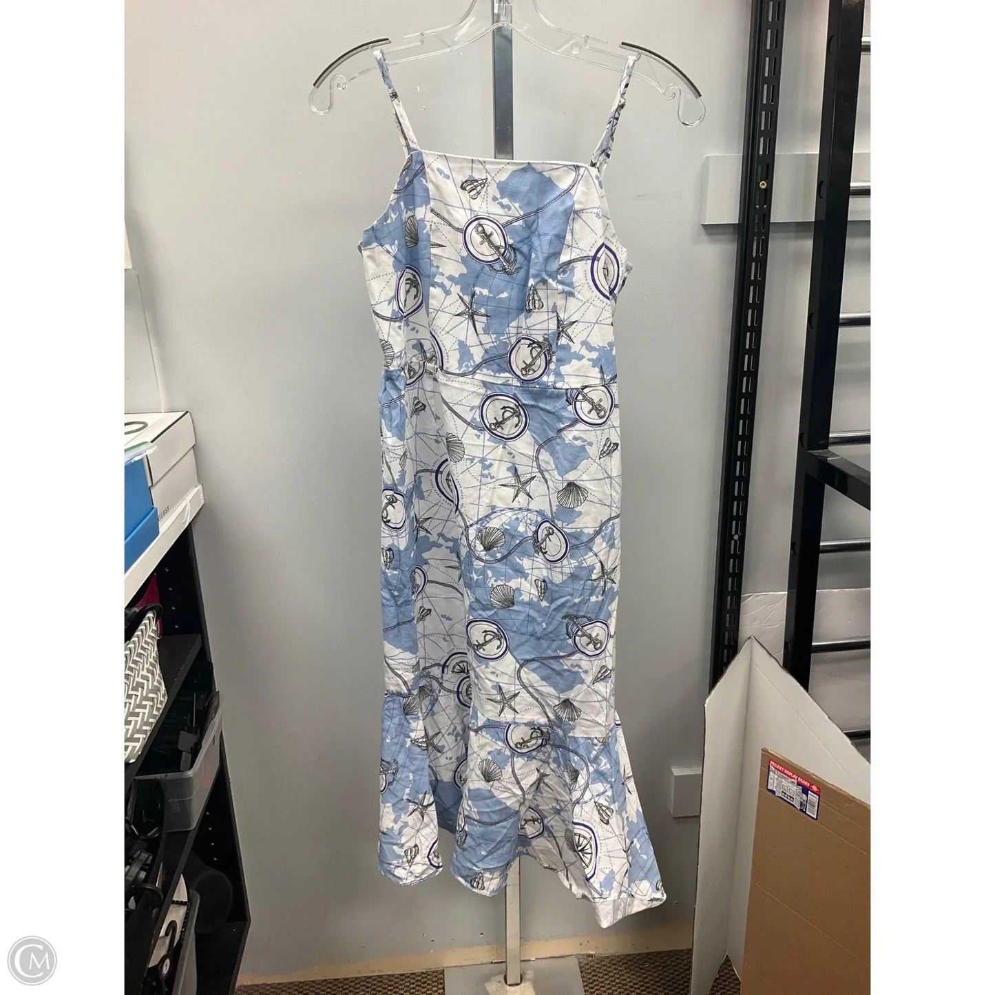 Dress Casual Midi By Vero Moda In Blue & White, Size: M