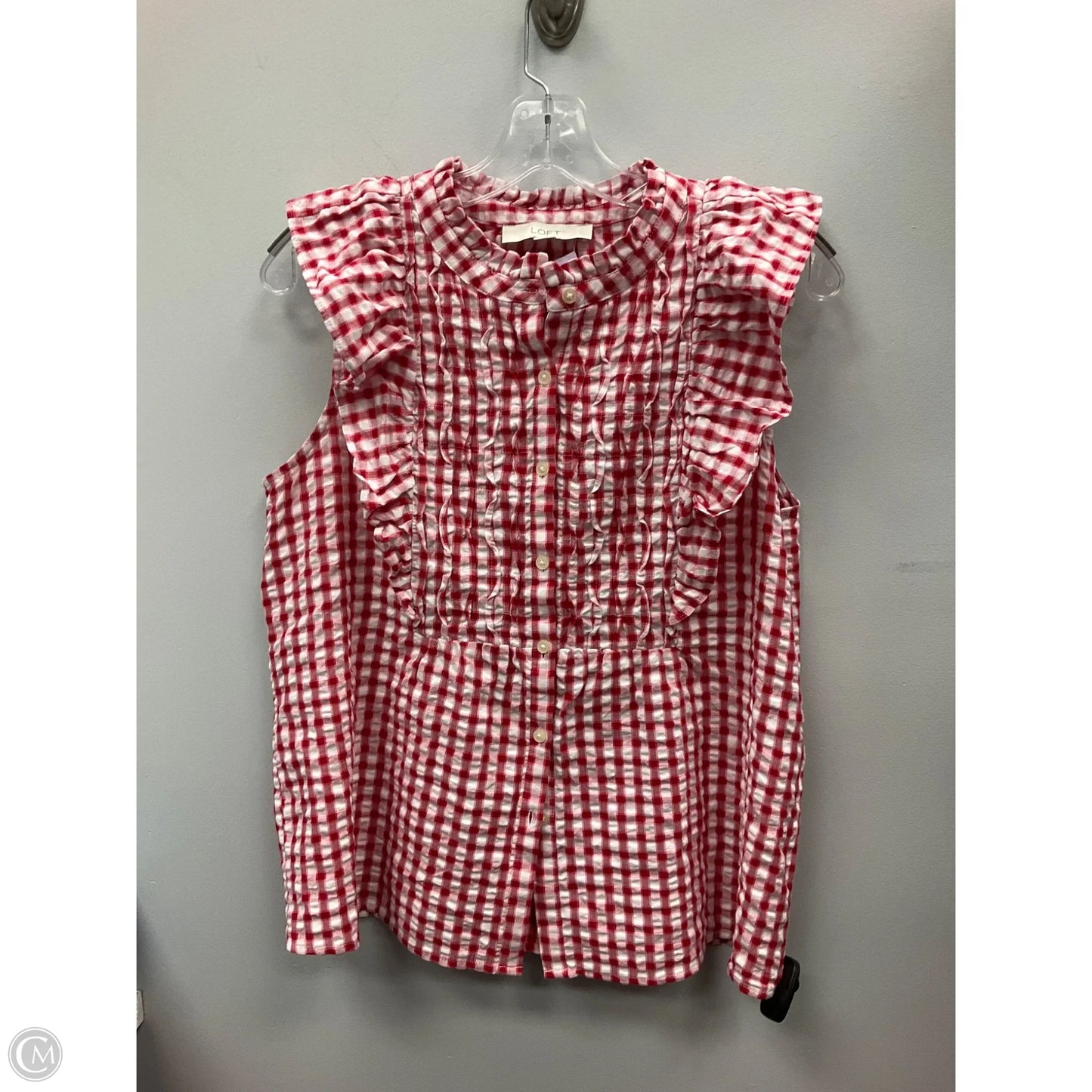 Top Sleeveless By Loft In Red & White, Size: S