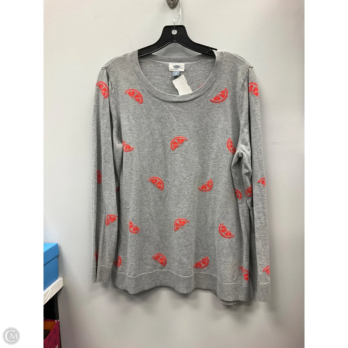 Top Long Sleeve By Old Navy In Grey & Orange, Size: Xl