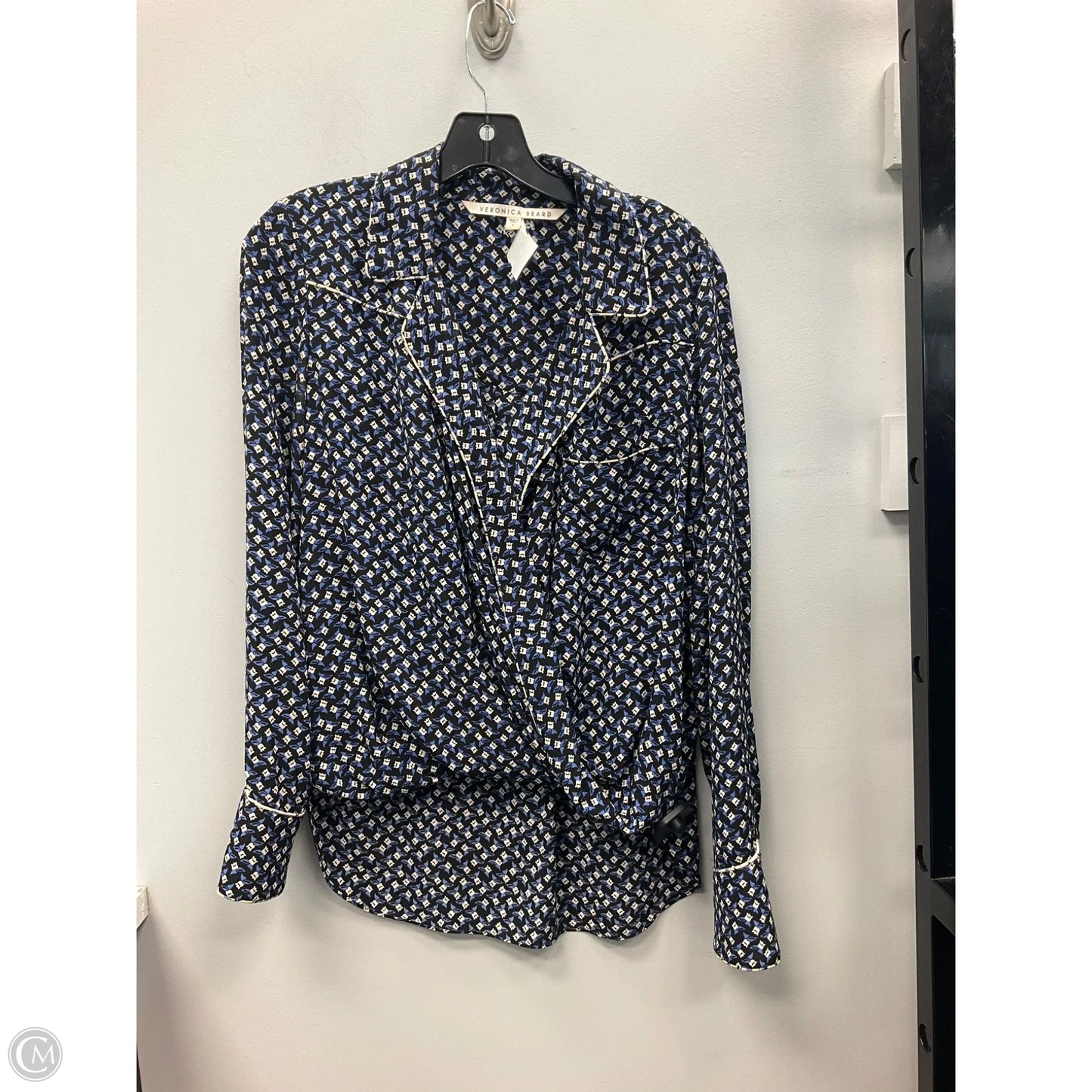 Top Long Sleeve By Veronica Beard In Black & Cream, Size: 8