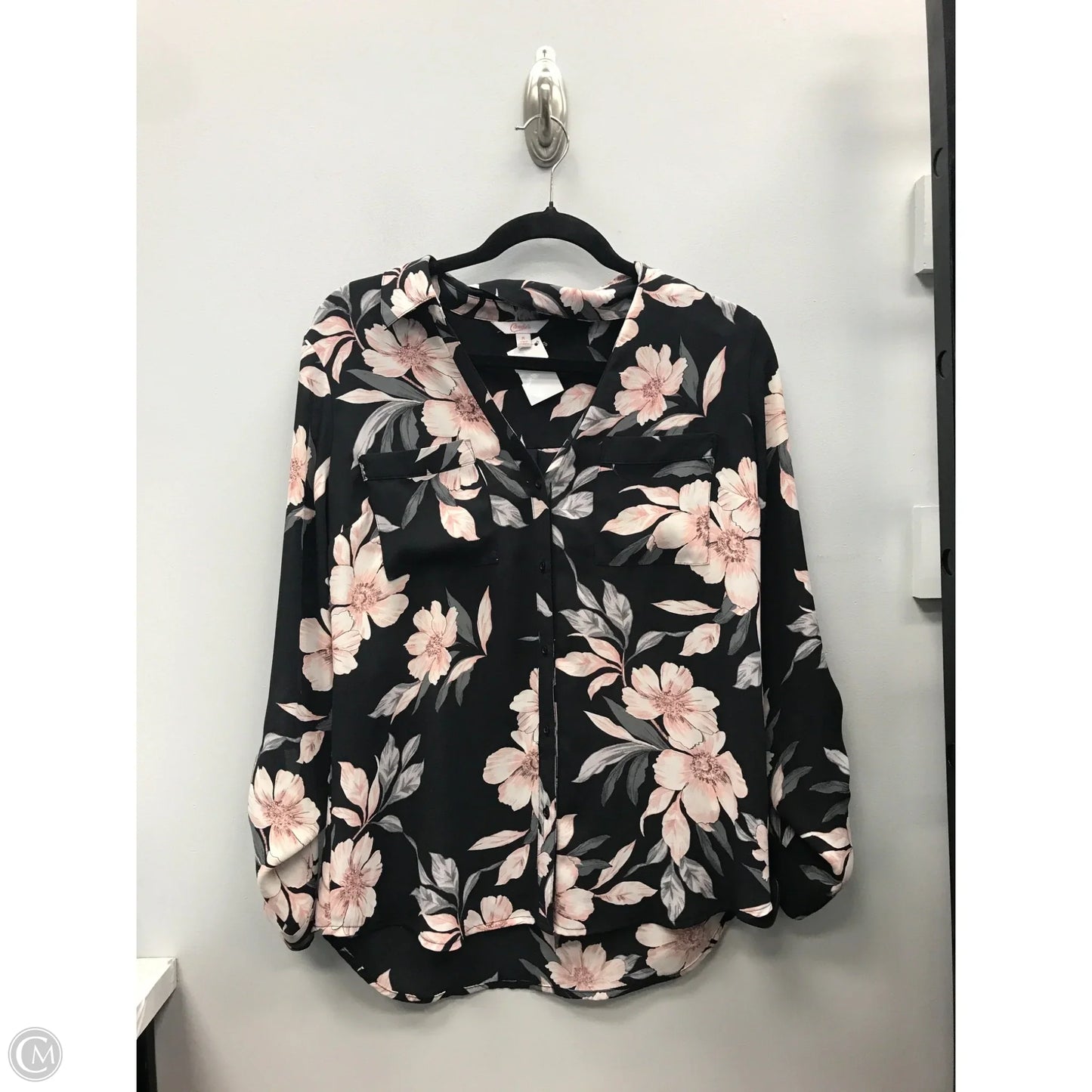 Top Long Sleeve Basic By Candies In Black & Pink, Size: M