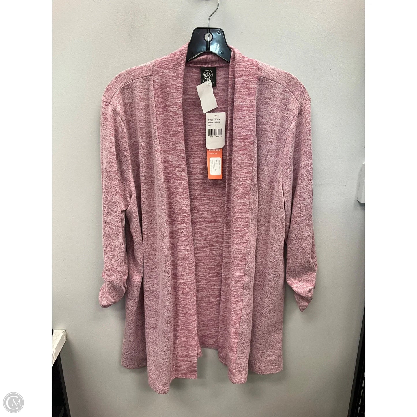 Cardigan By Bobeau In Red & White, Size: 1x
