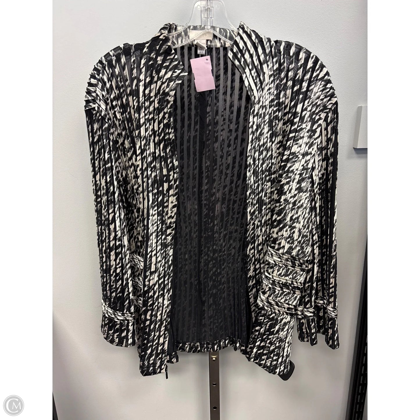 Cardigan By Chicos In Black & White, Size: L